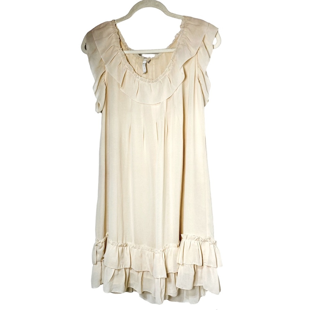 Bizz Cream Colored Ruffle Mini Dress Large